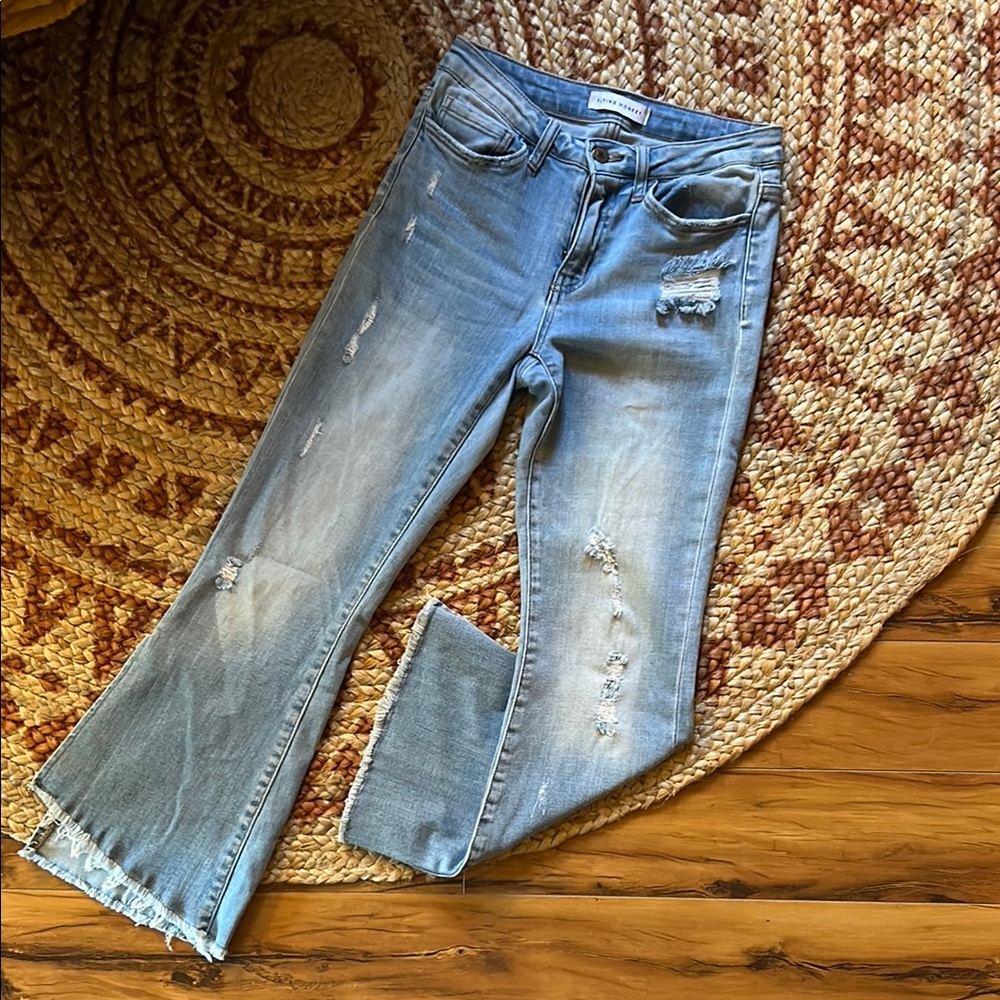Flying Monkey Flare Split Leg Distressed Jeans